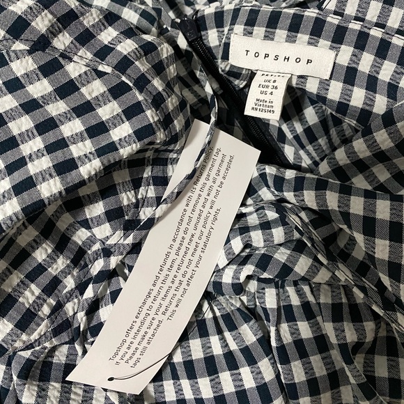 NWT Topshop PETITE Gingham Cross Back Smock Midi - Picture 2 of 4
